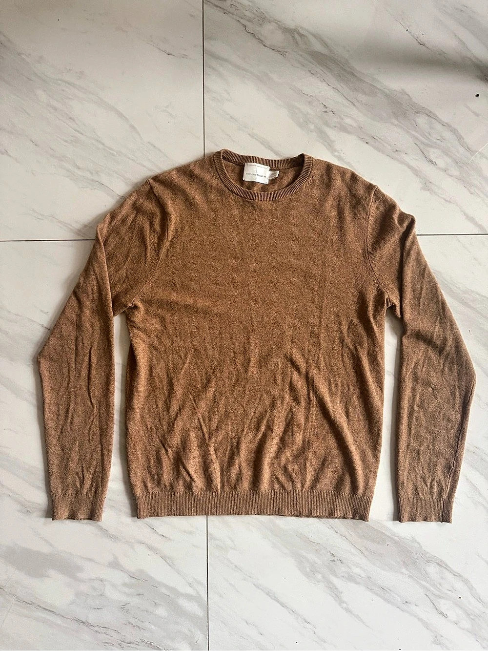Topman Premium Crewneck Sweater Brown Wool Cashmere Crewneck Size Medium